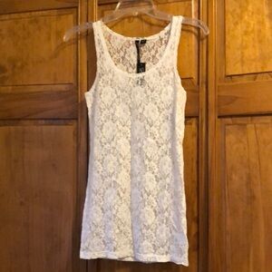 NWT City Streets White Lace Tank Top Medium
